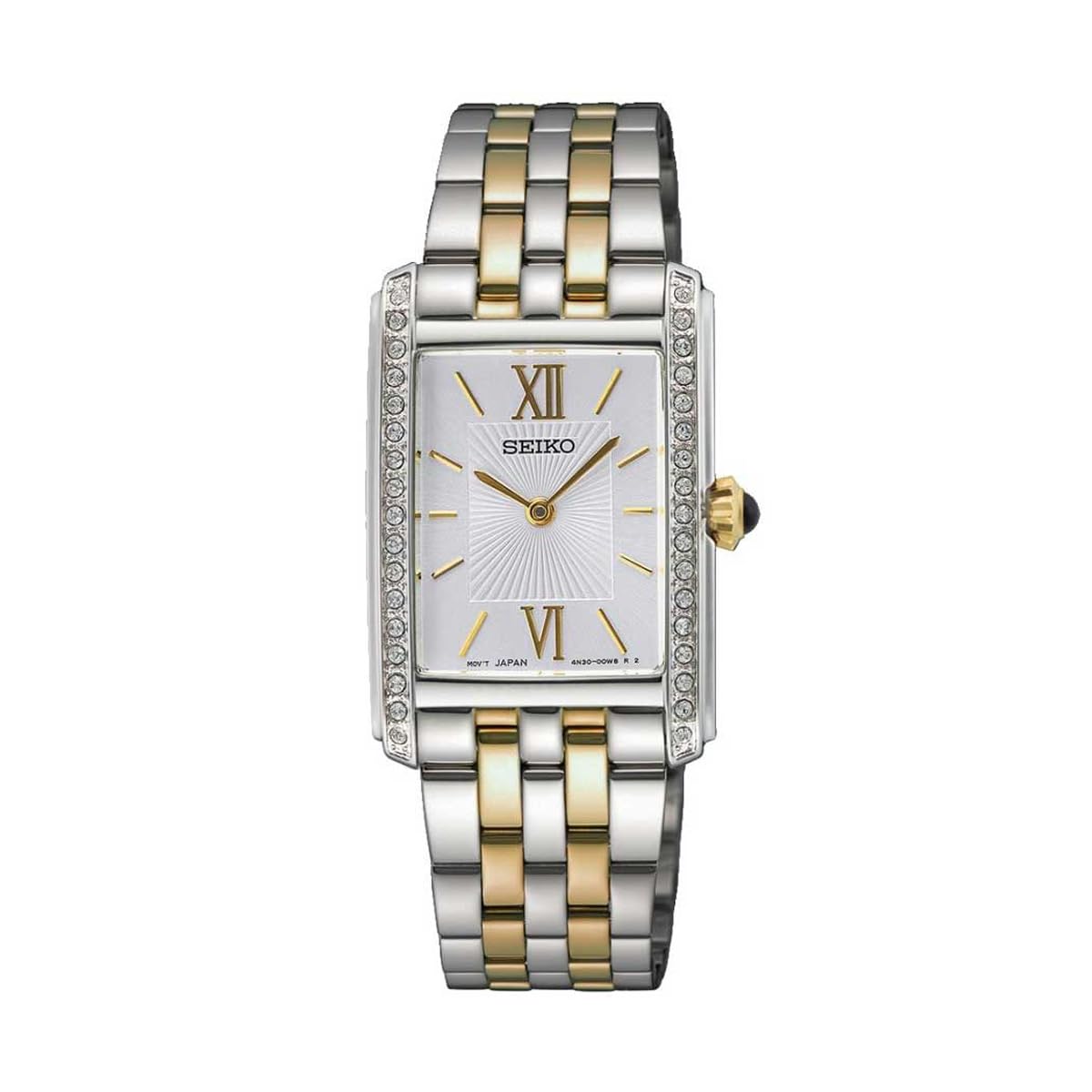Seiko Conceptual Women's Silver Rectangle Dial Two Tone Stainless Steel Bracelet Watch