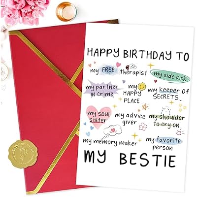 Funny Birthday Card for Women Sister, Happy Bday Gifts for Bestie, Bestie Friendship Birthday Card
