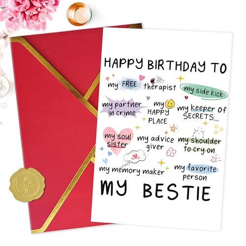 image for MQMRYeto Funny Birthday Card for Women Sister, Happy Bday Gifts for Be
