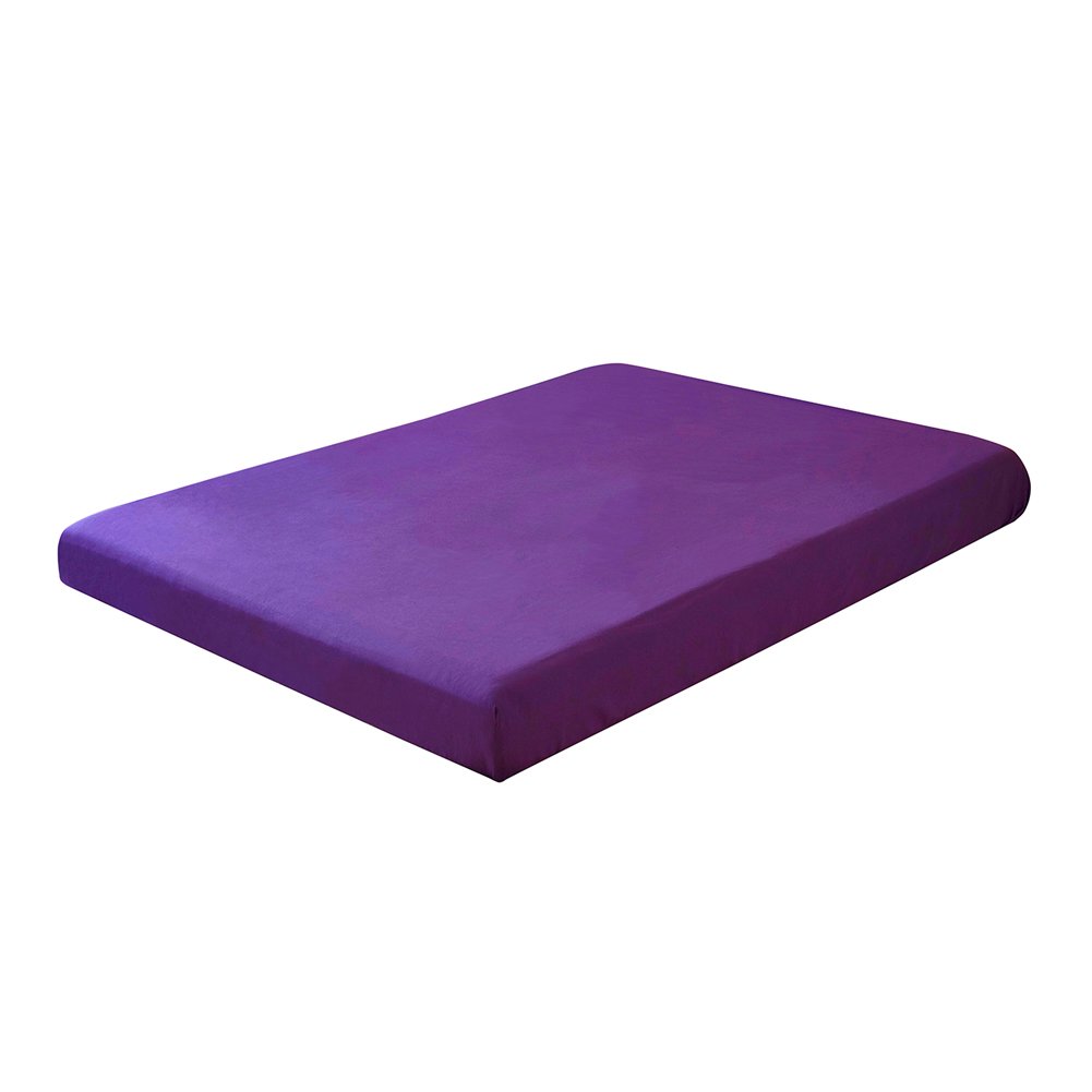 Qikegooods Purple Fitted Sheet Queen Size Ultra-Soft Wrinkle Resistant Brushed Microfiber Bedsheet