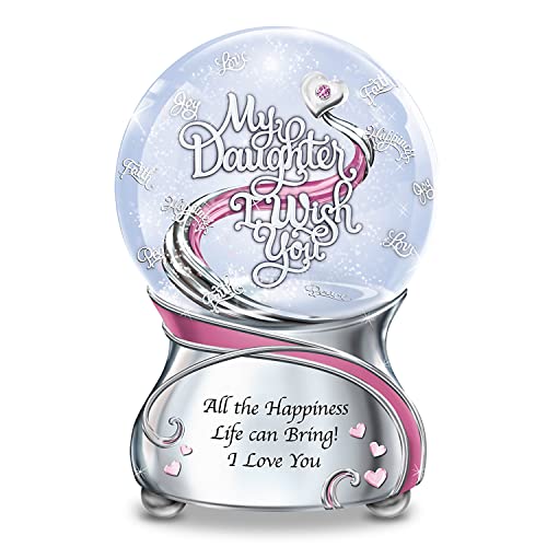 My Daughter, I Wish You Musical Glitter Globe With Heart Charm And Glass Jewel #TOP28
