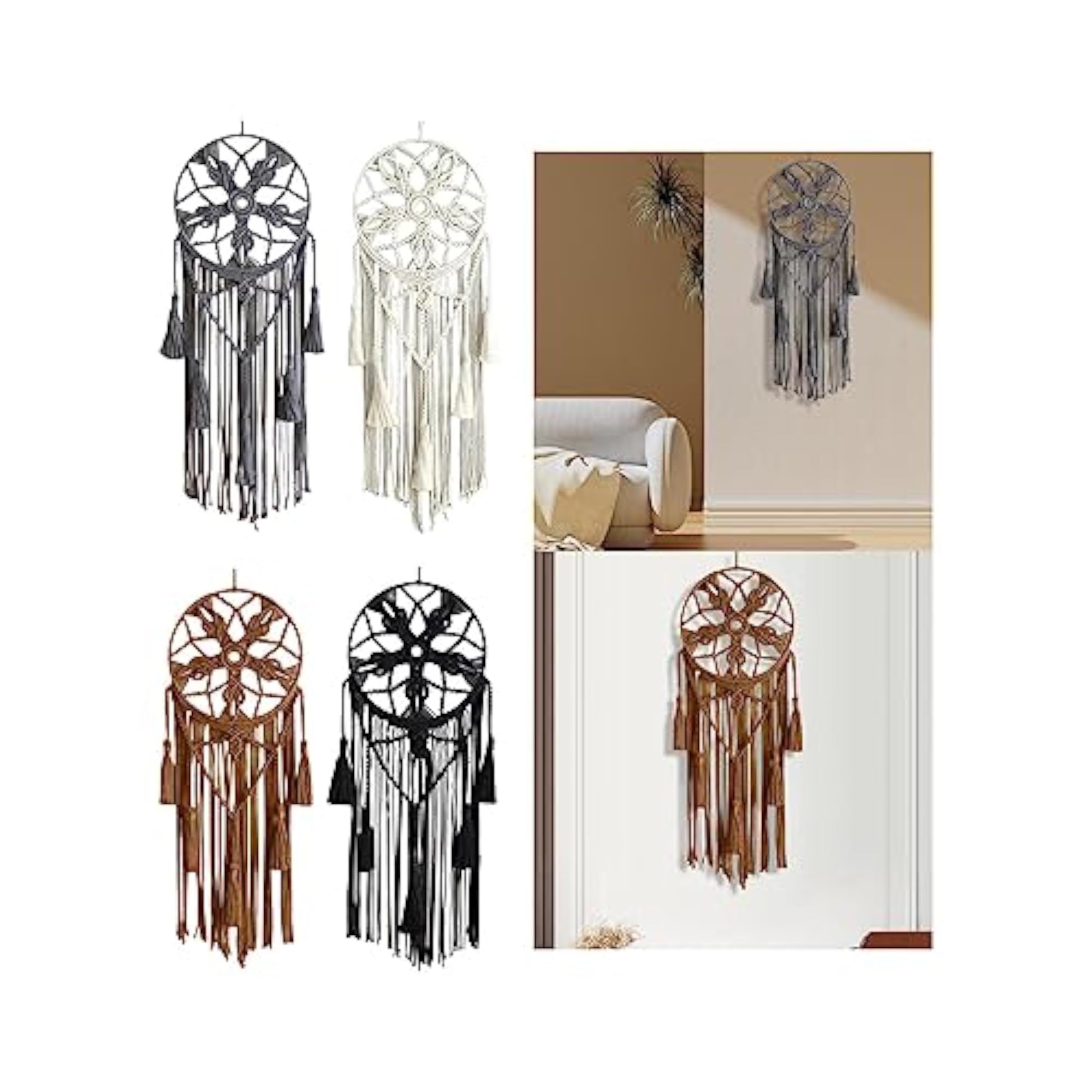 Gray Macrame Hoop Dream Catcher for Party Decor