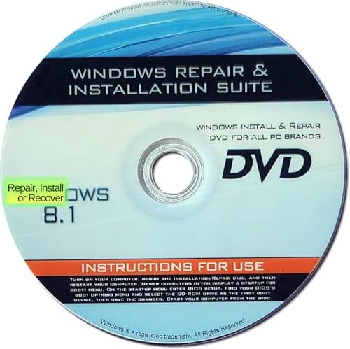 recovery repair amp re-install disc compatible with win 81 3264 bit