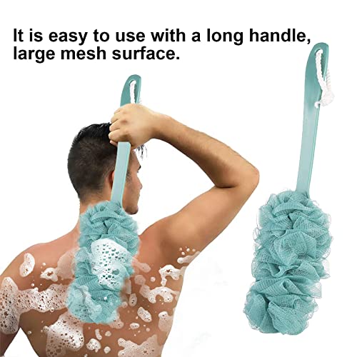 TSHAOUN 2 Pieces Long Handle Bath Brush, Shower Body Brushes with Bath Net Sponge Soft Mesh - Image 4