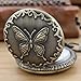 Realpoo Bronze Solid Face Butterfly Design Quartz Men's Pocket Watch, Arabic Numeral Dial with Chain Pocket Watch for Men