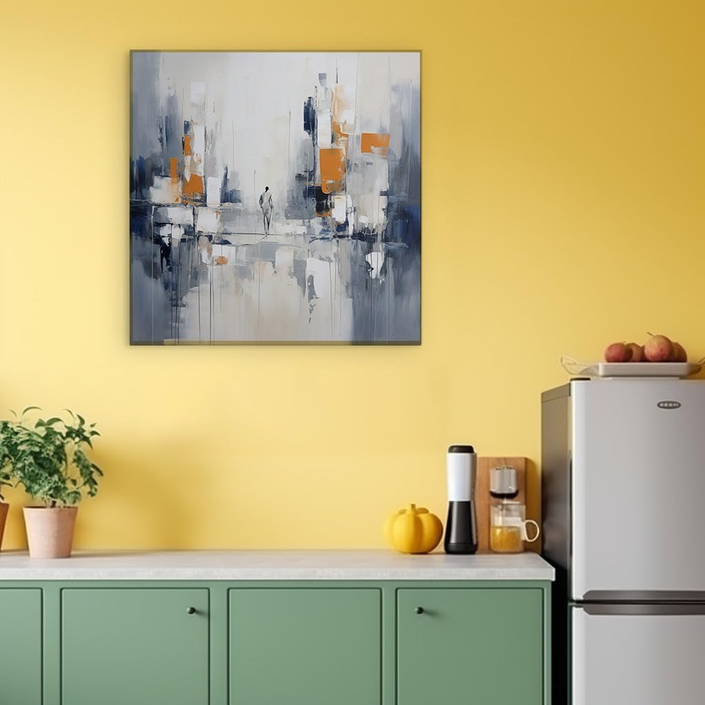 Canvas for Living room. Walking the Path of Contrast: A Study in Gray and Orange Serenity, 27 x 18 inch Canvas Wall Art - Foreground And Background - Modern Home Decor - 69x46 cm (27x18 inch)