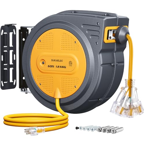 SURAIELEC 12 Gauge Extension Cord Reel,...