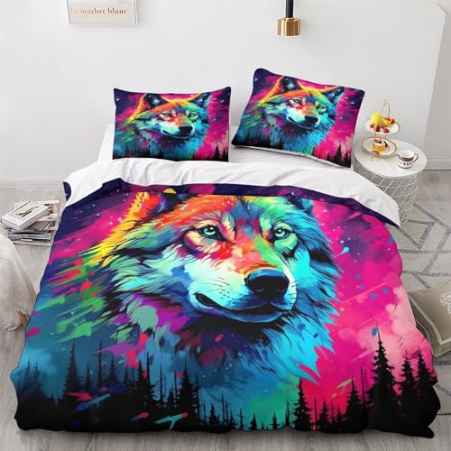 Housse de couette loup microfibre 200x200 avec fermeture éclair pratique - 2