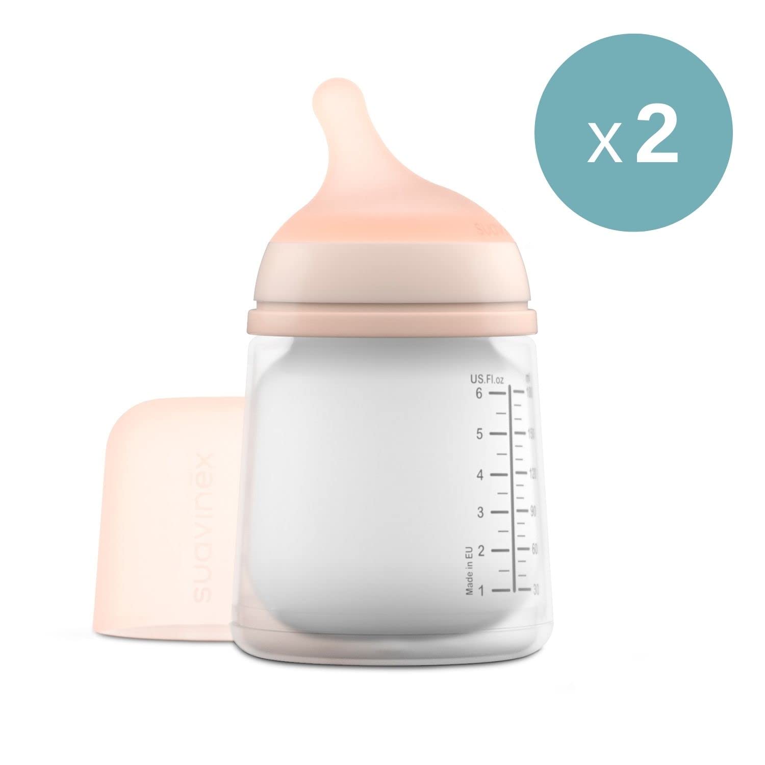 Suavinex, Zero Zero Anti-Kolik Babyflaschen-Set, 4 Baby-Fläschchen: 2 x 180ml mit anpassbarem Nahrungsfluss + 2 x 270ml mit mittlerem Nahrungsfluss, Flaschen 0-6 Monate