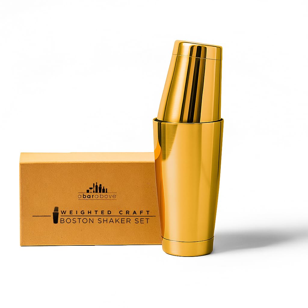 A Bar Above W/W Gold Boston Shakers: Two-Piece Professional Cocktail Shakers Weighted 28oz Martini Drink - Gold Finish - Made from Stainless Steel 304 *#