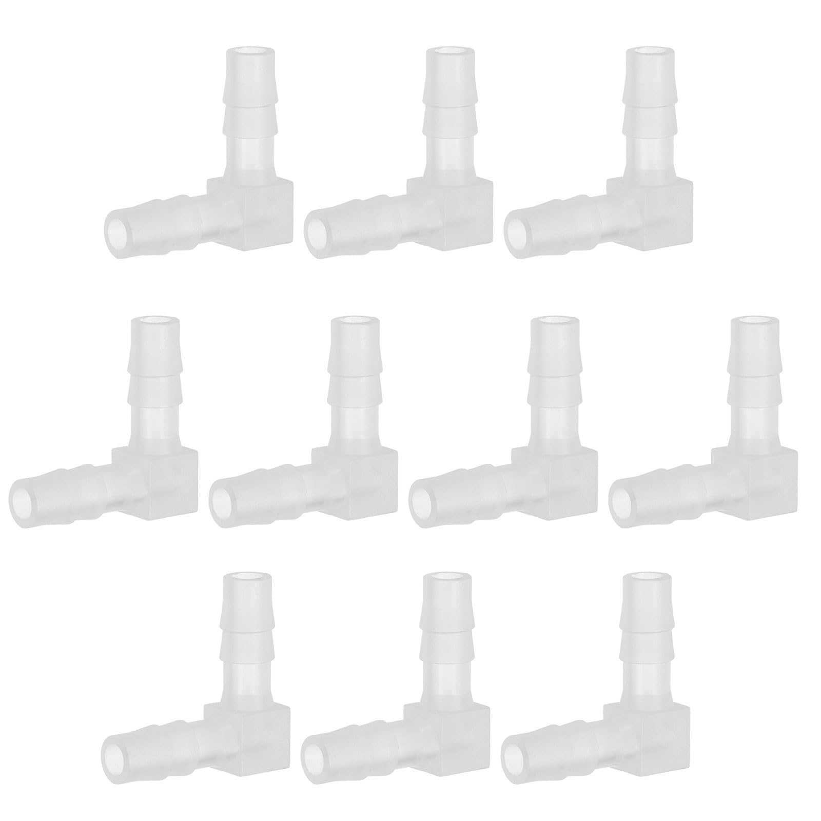 Photo 1 of PATIKIL 1/4" Hose Barb 90 Degree Elbow L Fitting, 10 Pack Plastic Equal Barbed Joint Splicer Mender Union Coupler Adapter 0.9 Inch for Gas Liquid Air Line Tubing Pipe