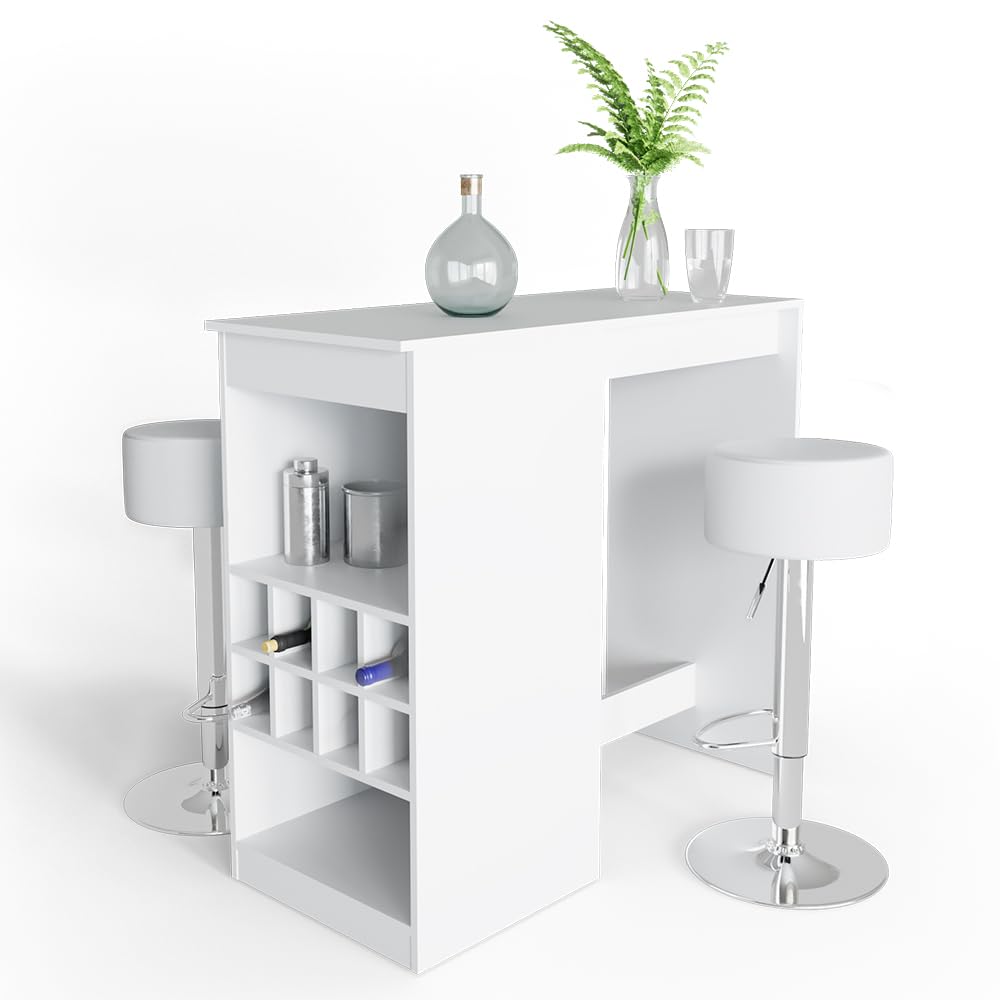 Vicco Set de Table de Bar Ross, Blanc, 115x50cm