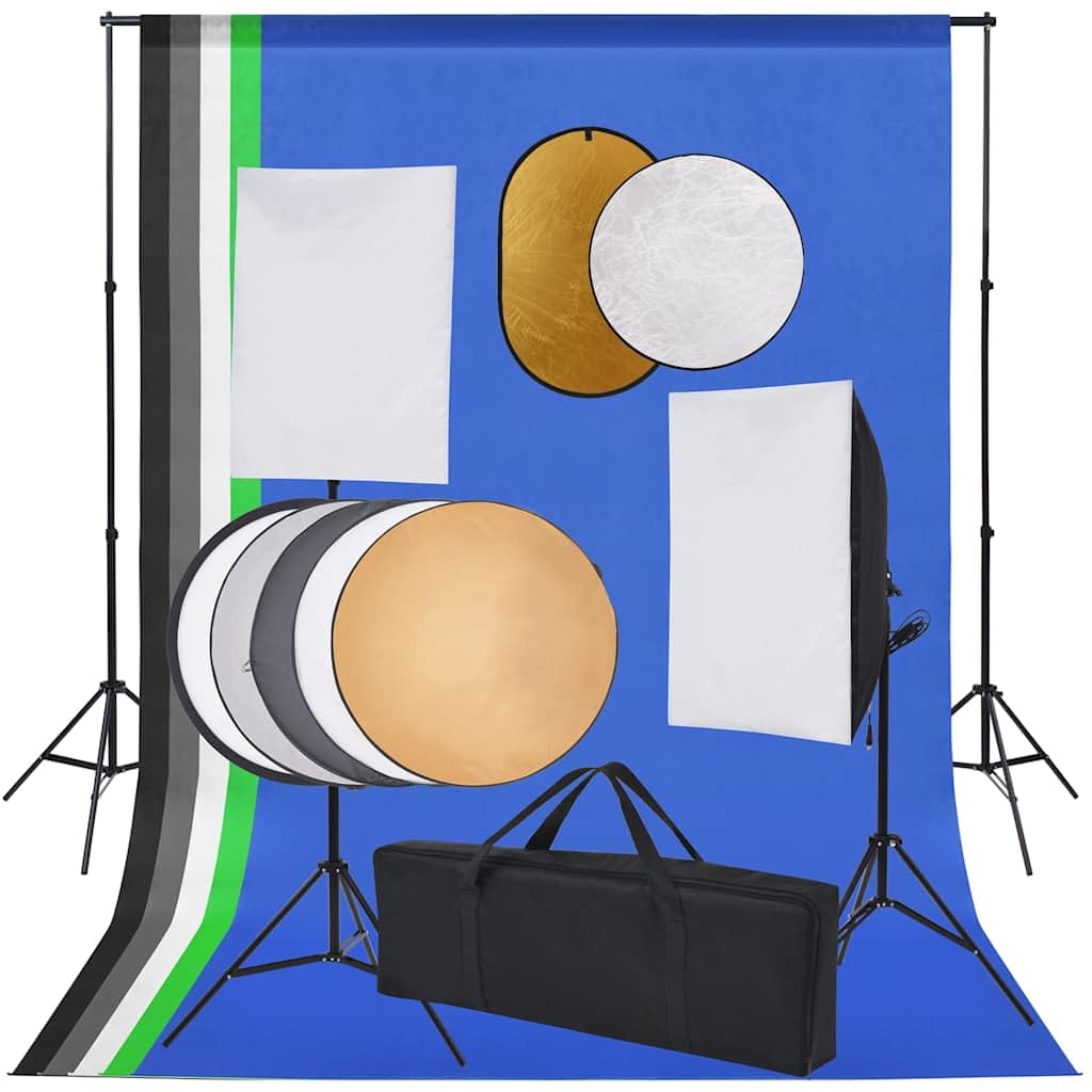 Zestaw do studia fotograficznego z lampami softbox, system tła o szerokości 300 cm, reflektor 5 w 1, 2 statywy, światło ciągłe do portretów, zdjęć produktu, wideo, treści, streamingu