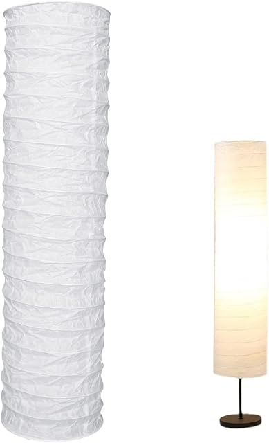 FERCAISH Paper Floor Lamp Shade, Foldable and Minimalist Style Rice Paper Lamps Classic Modern Paper Floor Light Bulb Cage Guard for Living Room Bedroom Décor (Style-1)