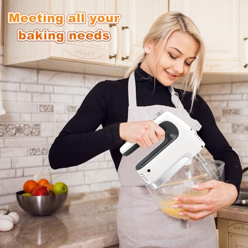 Hand-Mixer-Electric-5-Speed-400W-Motor-Hand-Mixer-Electric-Handheld-Mixer-Electric-Handheld-with-Turbo-Boost-Storage-Case-2x-Flat-Beaters-2x-Dough-Hooks-1x-Whisk-for-Baking-White