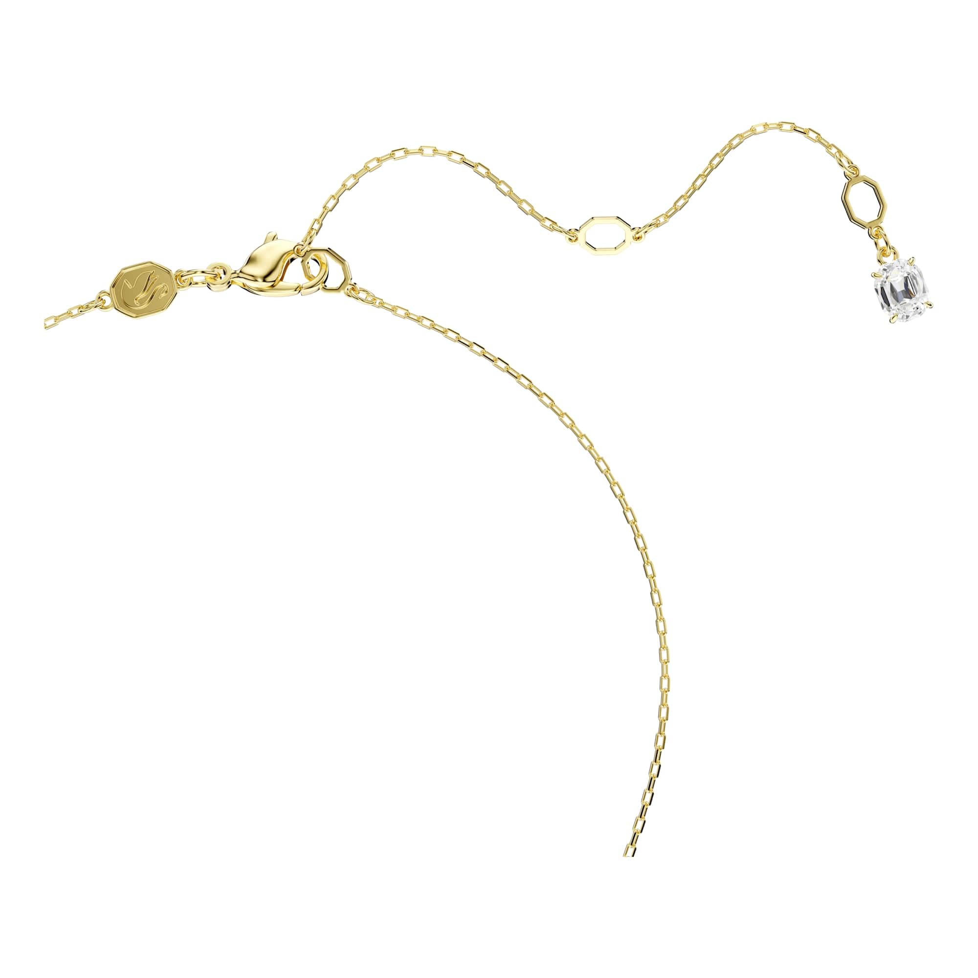 Swarovski Stilla Attract Anhänger, Vergoldete Damenhalskette mit Drei Klaren Zirkonia im Rundschliff, Länge: 38-45 cm