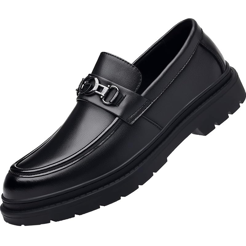 Men's Fashion Business Formal Derby Round-Toe Platform Shoes Casual Retro Oxford Slip-On Dress Shoes for Office