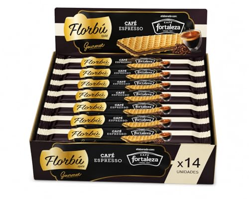 Florbú Gourmet Barquillos Rellenos de Café Espresso Pack de 14