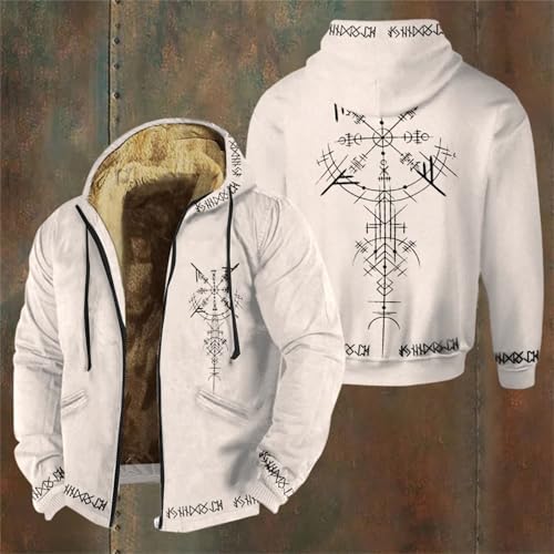 Chaqueta vikinga para hombre de invierno con estampado medieval 3