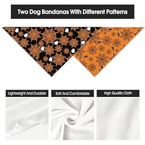 Halloween Dog Bandanas Puppy Scarf - Ghosts Spider Web Dog Outfits - 2 Pcs Adjustable Holiday Party Birthday Triangle Reversible Dog Costume for Small Medium Large Dogs Halloween Dog Bandanas Puppy Scarf Ghosts Spider Web Dog Outfits 2 Pcs Adjustable Holiday Party Birthday Triangle Reversible Dog Costume for Small Medium Large Dogs