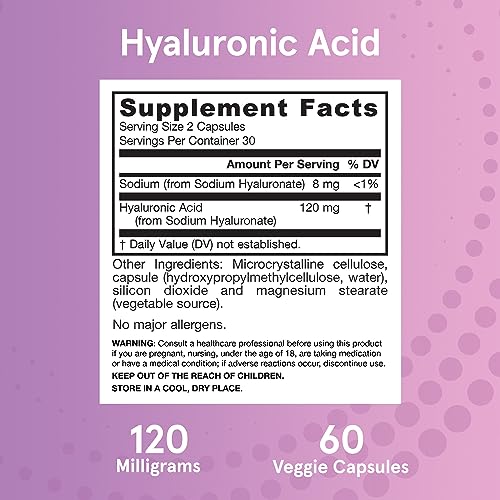 Jarrow Hyaluronic Acid 120 mg, Dietary Supplement, 60 Capsules - image 6