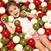 GOGOSO Ball Pit Balls,Plastics Balls for Ball Pit, Stars Hearts Shape for PastelBall for Toddlers Kids,Xmas Tree Decor Red Green White,100pcs