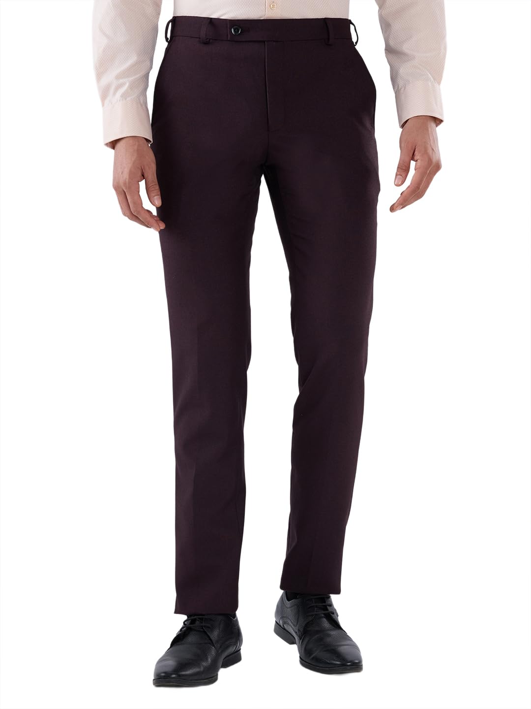 raymond Men Slim Fit Solid Pattern Polyester Blend Flat Front Casual Trouser-picture-49