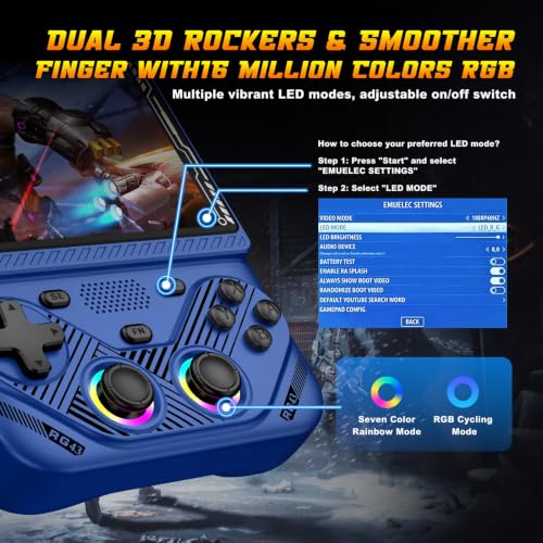 Image of RG43V Pro Retro Handheld Game Console, 4.3 Inch IPS Screen, Portable Open Source Dual System with RK3562 CPU,with 64GB TF Card, Support WiFi Networked Fighting, HDMI TV Output(Blue 64GB)