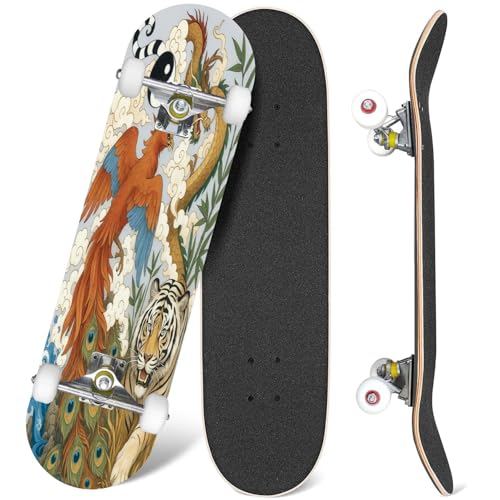 Skateboards Four Celestial Animals Turtle Tiger Mythological Creatures Chinese 7 Layer Maple Wood Deck 31