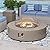 COSIEST 2-Piece Outdoor Propane Firepit Table Set w Tank Table, 40.5-inch Dark Fire Table 50,000 BTU w Gray Round Base,Wind Guard and 16 inches Tank Side Table 20lb for Garden,Pool