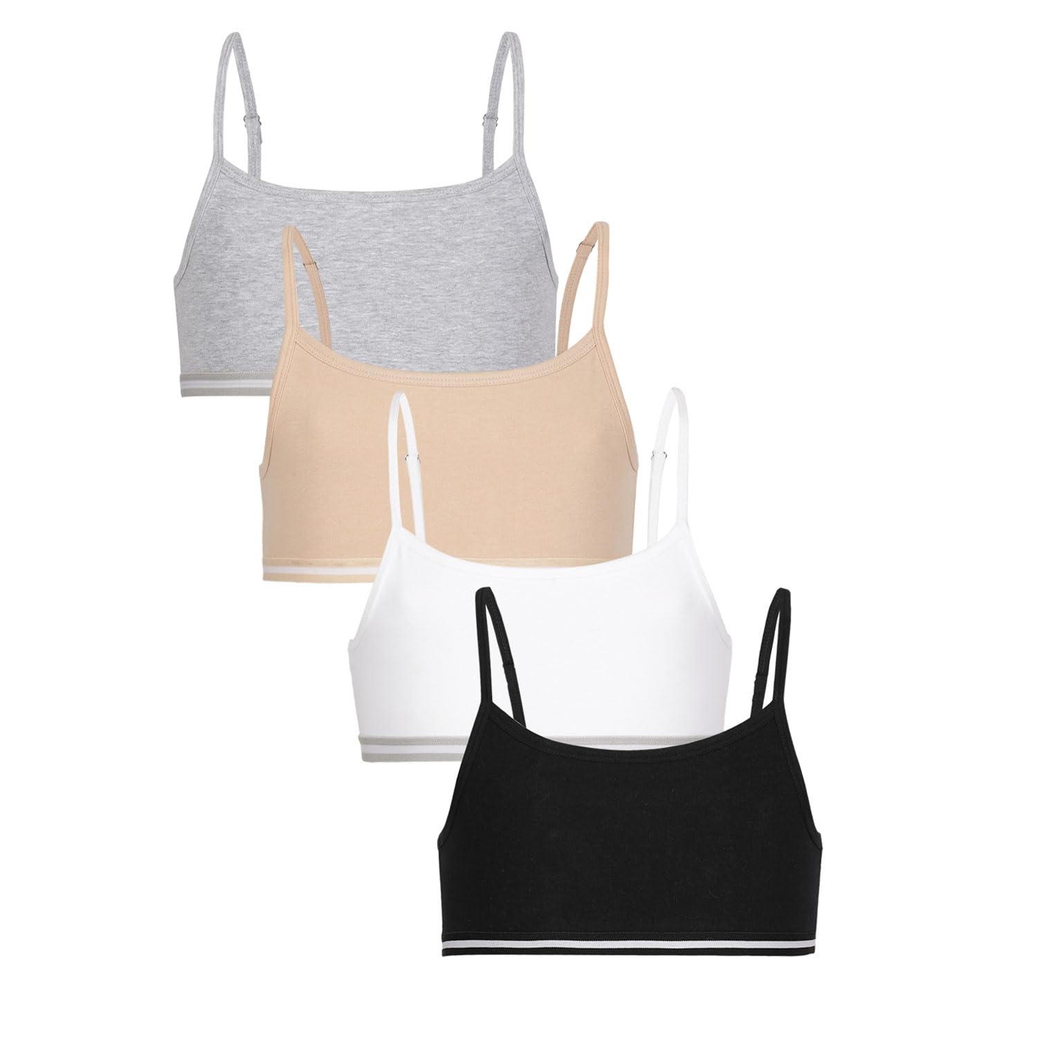 4 Pack Pure Cotton Sports Bras for Girls, Non Padded Bras-Slip On Teenage Bras-Combo Pack-Solid Printed