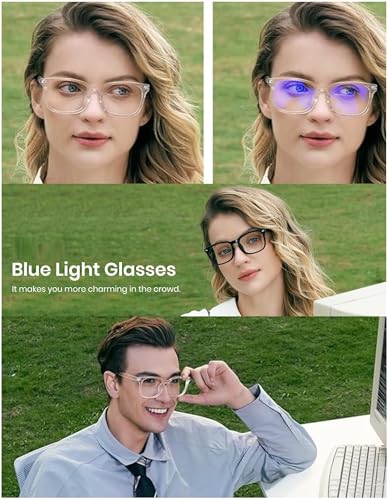 Image of Roshfort Square Zero Power Blue Cut Computer Glasses | Gaming Glasses | Anti Glare, Lightweight & Blocks Harmful Rays | UV Protection Specs | Men & Women | Medium