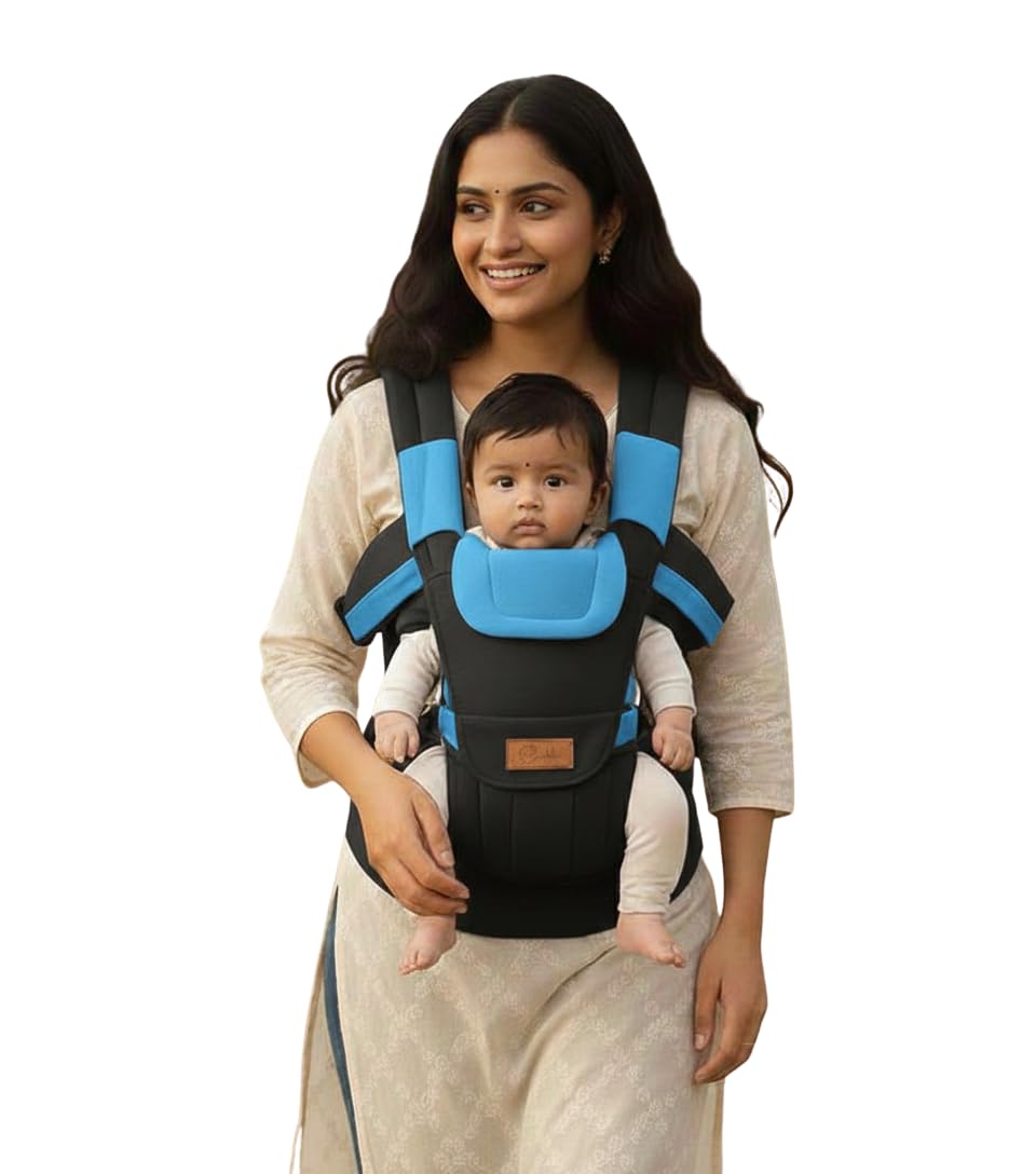 Tharunsha Elite 4-Way Ergonomic Baby Carrier- Kangaroo Bag - Back & Front Baby Carrier - Comfortable, Breathable & Adjustable for 03-12 Months (SkyBlue, Free)-picture-34