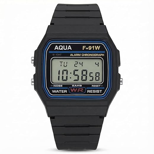 Relógio De Pulso Digital Vintage Pequeno Preto Básico Militar A Prova D'agua Unissex Premium