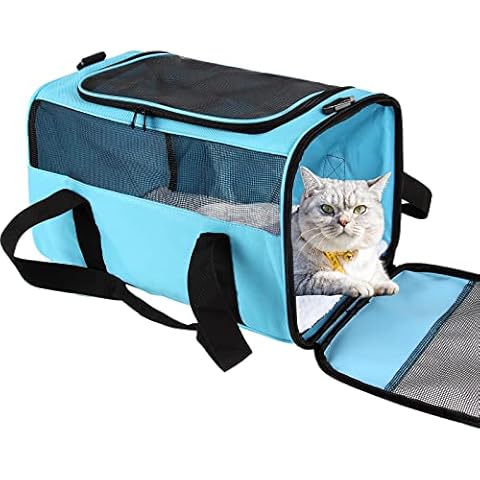 IONRIVER Cat Carriers Soft-Sided Carrier for Small Cats Dogs Puppies Under 15 Lbs,TSA Airline Approved,Collapsible Cat Travel Carrier (Medium,Blue) Cover