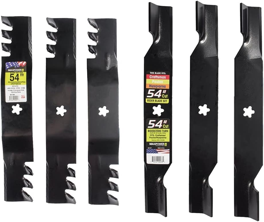 Maxpower 6-blade 54" mower blade set (561738XB + 561747B) for Craftsman/Husqvarna/Poulan