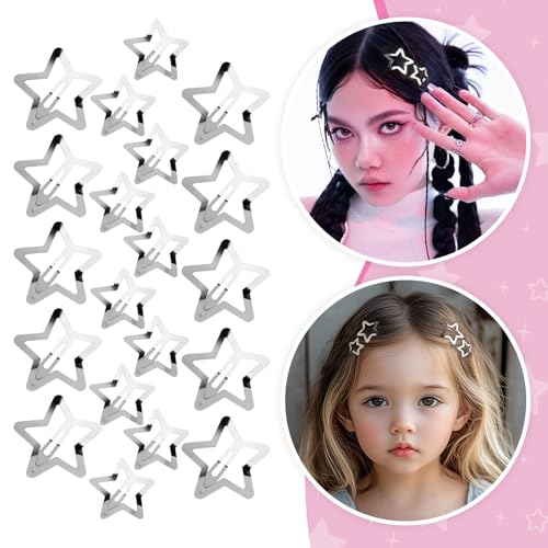YISCOKO Y2K Silver Star Hair Clips Cute Girls Accessories Pins for Women Girls (20PCS) - Image 5