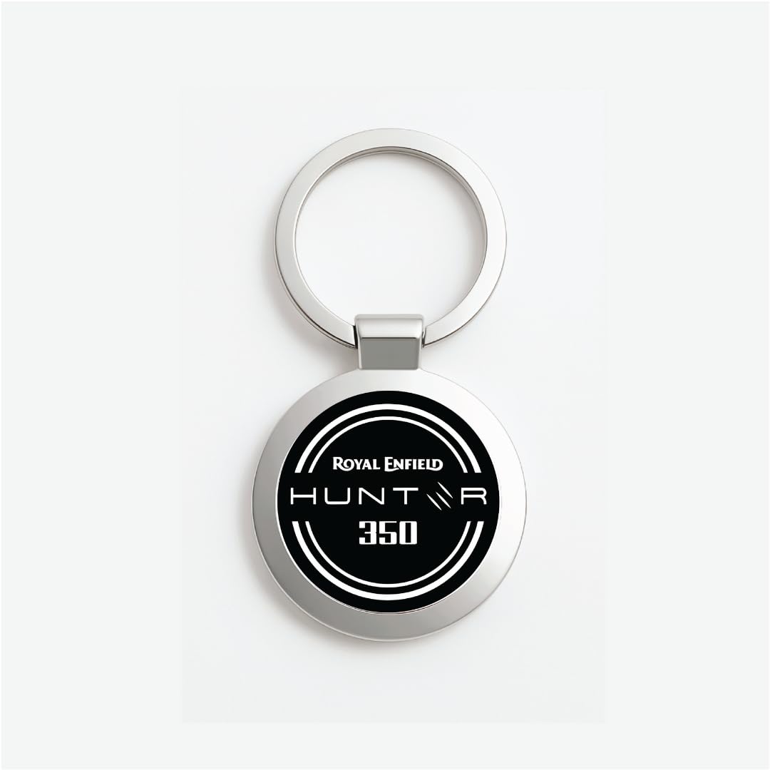 Premium Stainless Steel Keychain for Hunter, Classic 350, Conti. GT Bikes, Heavy Duty, Permanent Print Design with stylish and elegant print, water proof and compact design