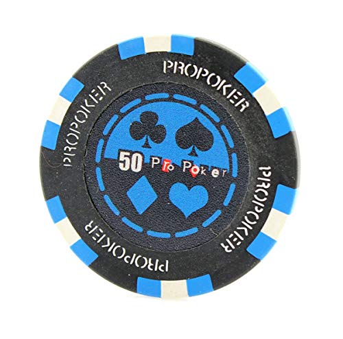 Versa Games Pro Poker Chips in 13.5 Gram Weight - Pack of 50 (Choose Colors) (Blue)