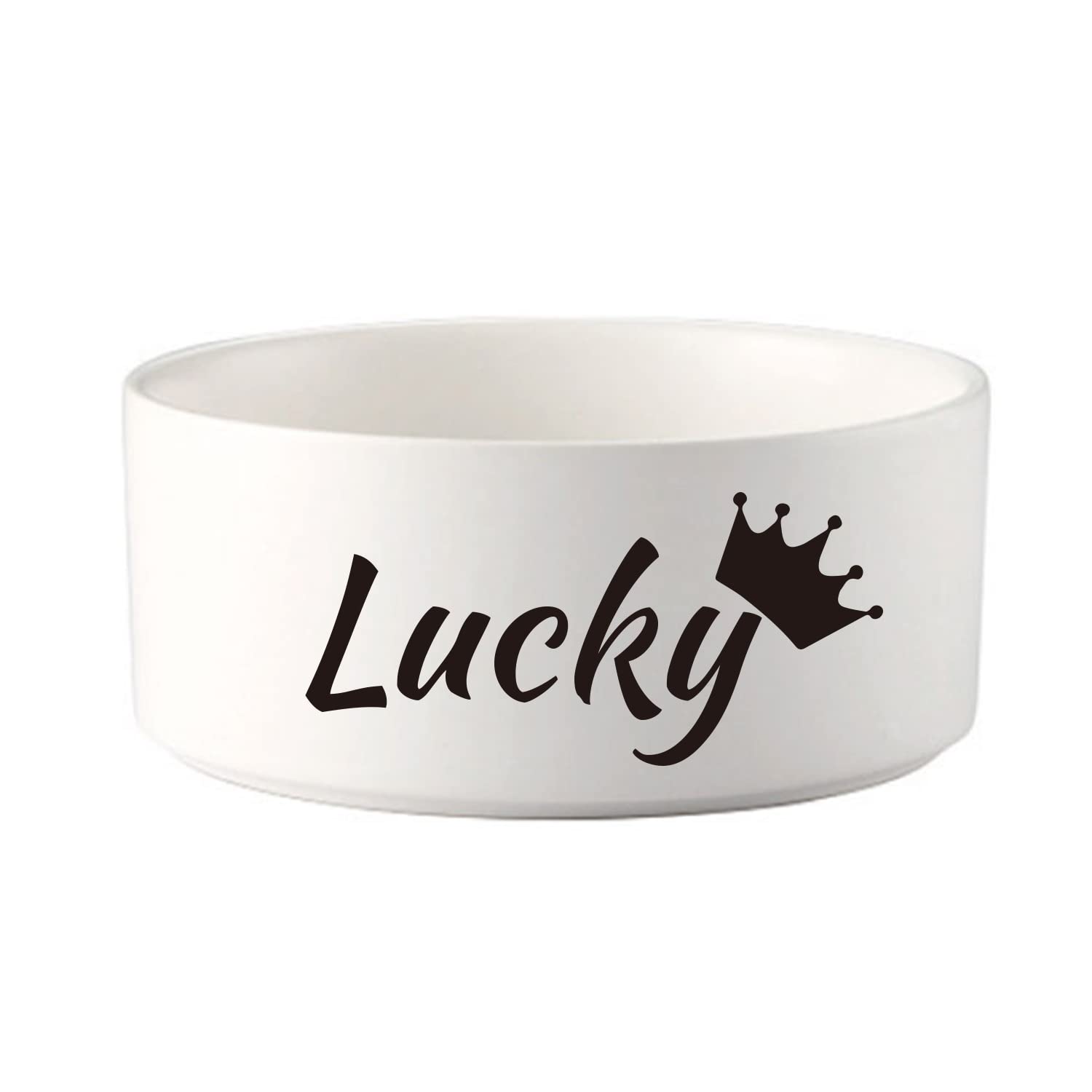 JMIPET Personalized Ceramic Dog Bowl Custom Pet Name Cat Puppy Feeding Bottom Non-Slip Does Not Overflow Kitten Food Feeder Water (White), S,M,L (TCW-1)