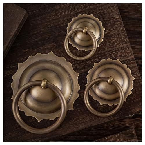 Aldaba de puerta de latón de 6 cm y pomo vintage en forma de flor para armarios 6