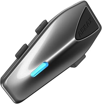 ASMAX S1 Motorcycle Bluetooth Headset with Smart Voice Control, Mesh Helmet Communication Systems, Noise Cancellation/Waterproof/FM Radio/FOTA Update/EQ Modes, 8 Riders Intercom Fit for ATV, 1 Pack