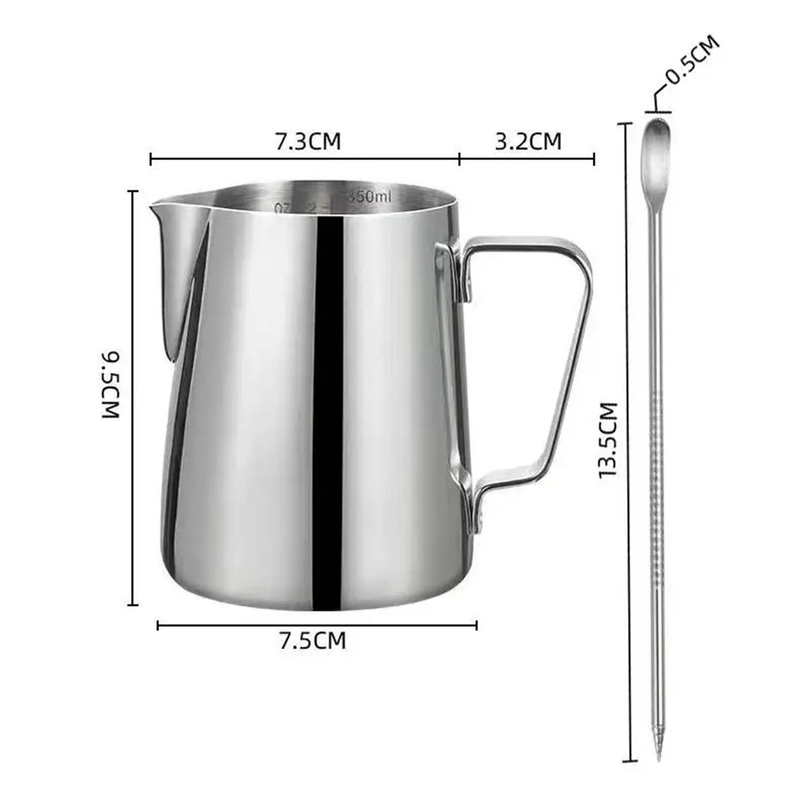 Milchschaum Kanne 350/600 ml Edelstahl-Aufschäumkännchen for Latte Art und Kaffeedampfzubehör(Black 350ml)
