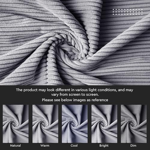 Image of Encasa XO Corduroy Fabric by the Meter, 59 inch Wide Premium 238 GSM Polyester Upholstery & Sewing Material, Soft Ribbed Grey Fabric for Sofa /Cushion Covers, Trousers, Curtains & DIY Crafts