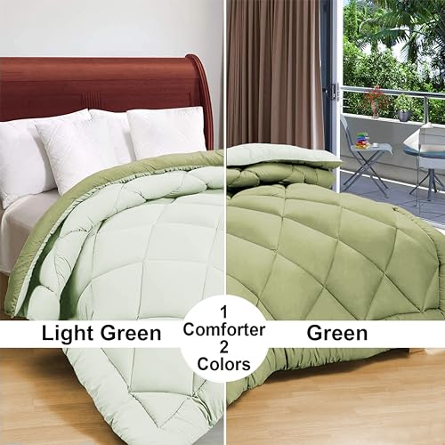 Image of Amazon Brand - Umi Summer Razzai All Season 220 GSM Ac Comforter Ultra Super Soft Fluffy Comforter (90 inch X 86 inch Inches /228Cm X 220Cm) - Double Bed Comforter|Green| Lightweight| Microfibre