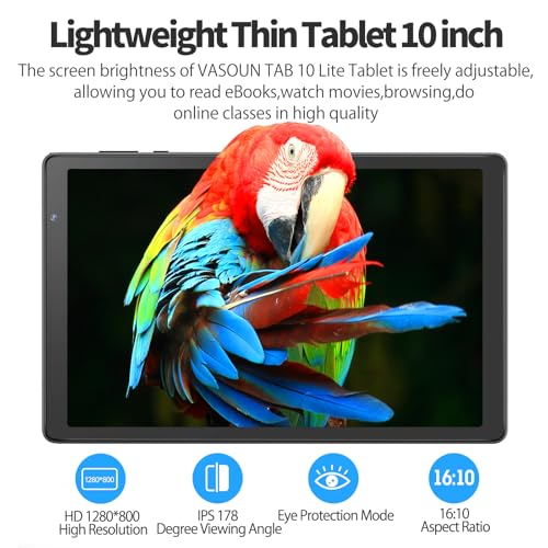 VASOUN 10 Inch Tablet with Case, Tablet PC Android 14 with 4GB(2+2GB Expand) RAM 32GB ROM,6000mAh Battery,1280 * 800 IPS,Dual Speaker,Dual Cameras,Type C(Grey) - Image 6