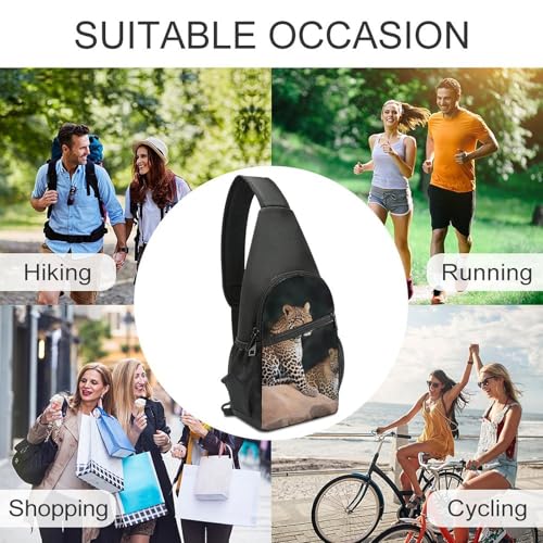 Mochila tipo sling African Leopard blanca para senderismo miniatura 6