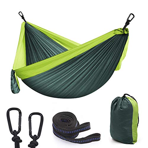 Hamac de camping ultra résistant en toile de parachute nylon vert