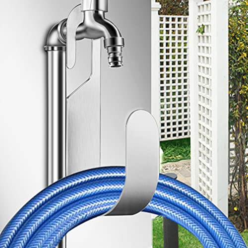 Hemoton Garden Hose Hanger Stainless Steel Garden Hose Hook Holder Heavy Duty Wall Mount Hose Bracket Water Hose Holders for Outside - Image 3