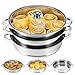 Stainless Steel 3 Tier Steamer 28cm, Food Steamer Pot with Glass Lid Soup Pot for Induction Hob and Gas Hob